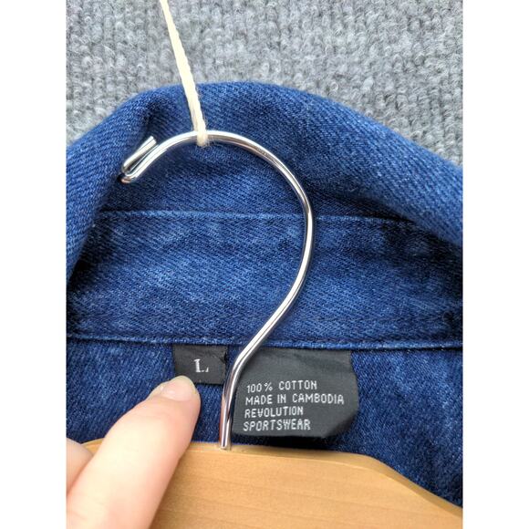 Mens Hedz-Up Extreme Denim Jean Jacket Size L Blue Embroidered - Picture 10 of 12